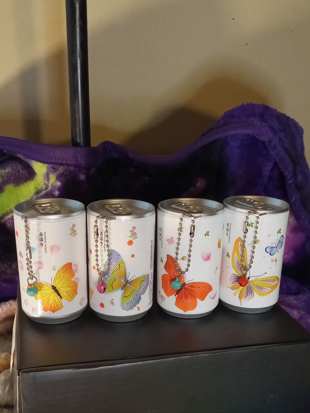 Decorative Mini Butterfly Canister W/Disposable Wet Wipes Bag Charm NWT (1)